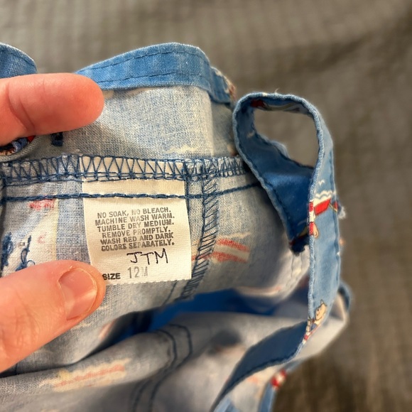 Vintage OshKosh B'Gosh Baby Overalls Sailboat Size 12 Months Made In USA - Picture 4 of 5